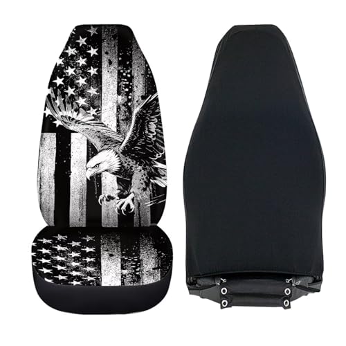 INSTANTARTS 250th US Flag Front Car Seat Covers Two Front Seats Only 2PCS Soft Automotive Vehicle Seat Cover Fit for Most Cars, SUV,Truck - color: 250th Eagle US Flag