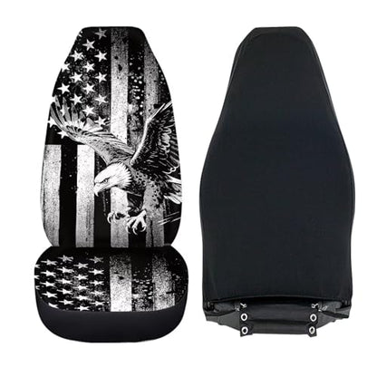 INSTANTARTS 250th US Flag Front Car Seat Covers Two Front Seats Only 2PCS Soft Automotive Vehicle Seat Cover Fit for Most Cars, SUV,Truck - color: 250th Eagle US Flag