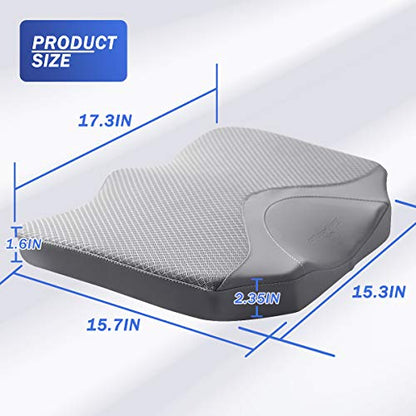 Car Seat Cushion, Comfortable Memory Foam Cushion for Driving, Auto Heightening Wedge Cushion for Sciatica Tailbone Pain Relief (Gray)