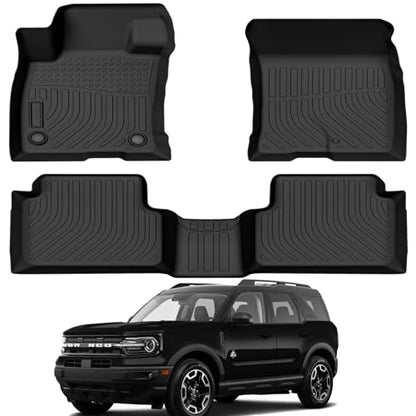 All Weather Rubber Car Floor Mats Compatible with 2021-2025 Ford Bronco Sport/2022-2025 Ford Maverick, Car Mat Full Set with Raised Edge, Odorless, Easy to Install, Non-Slip Surface, No Need Trimming - size: 2021-2023 Bronco Sport/Maverick