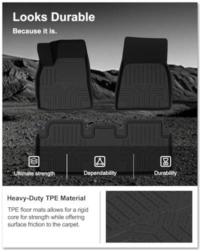 Floor Mats for 2012-2020 Tesla Model S, Custom Fit All Weather Car Mats, Heavy Duty TPE Floor Liners, Front & Rear 2 Row, Black