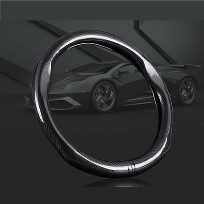 Carbon Fiber Steering Wheel Covers Universal Fit 15 inch Black Microfiber Leather for Men Ergonomics Sport Design Anti-Slip