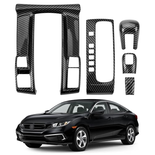 Center Console Gear Shift Panel Cover for Honda 10th Gen Civic 2016 2017 2018 2019 2020 2021 Accessories Interior Decorations Carbon Fiber Style Accessories(Not for Manual Transmission)