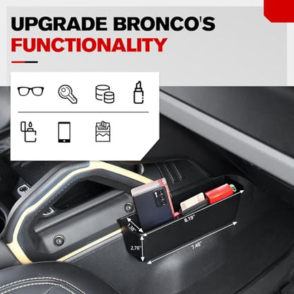 Center Console Shifter Storage Box Compatible with Ford Bronco 2021- 2024 2025 2026, Organizer Gear Side Storage Tray for Bronco Accessories 2/4-Door