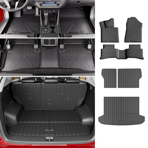 powoq Floor Mats Compatible with 2016-2021 Tucson Floor Liner Cargo Mat TPE Back Seat Protector Replacement for 2016 2017 2018 2019 2020 2021 Tucson Accessories (Trunk Mat+Backrest Mat+Floor Mats) - size: Compatible with Hyundai Tucson | 2016-2021