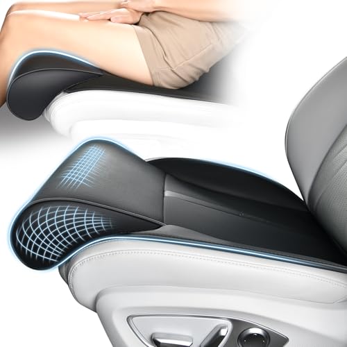 Car Seat Extender Leg Support Cushion for Driver Seats Office Chair, Leather Memory Foam Widened seat Cushion for Long Drivers Universal Car Seat Cushion Legs Rest Pads-Light Black - color: Light Black