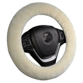 Fuzzy Sheepskin Steering Wheel Cover for Women | Warm & Fluffy Universal Auto Girly Accessories | Soft Lamb Fur for Cold Winters & Hot Summers | 14 1/2 inch-15 1/2inch Steering Wheel, Cream White - color: Cream White