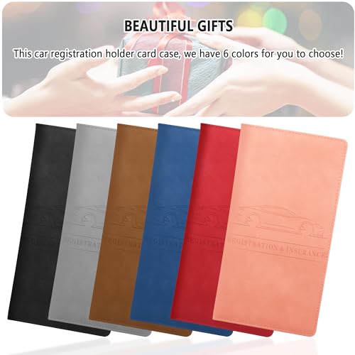 Car Registration and Insurance Holder,PU Leather Car Glove Box Organizer Car Document Holder for ID,Driver's License,Universal Car Organizer Car Accessories for Women/Men (Red)