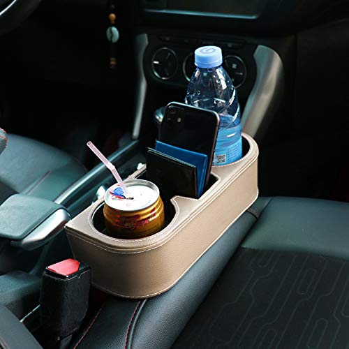 Car Seat Organizer Cup Drink Holders Multi Functional Gap Filler Storage Box Insert Organization Helps Reduce Distracted Driving&Holds Phone Mount Mug Bottle Cellphone (PUBD-Beige) - color: PUBD-Beige