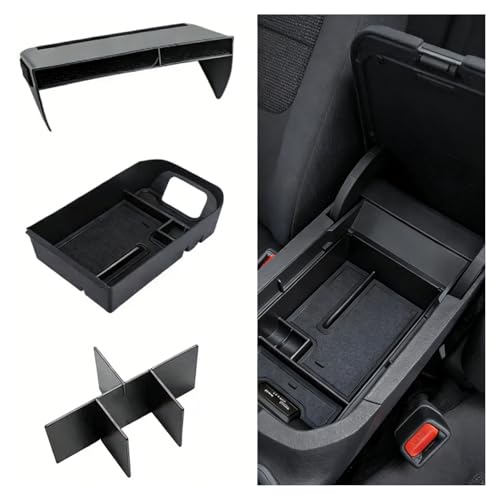 3Pcs Center Console Organizer Divider Storage Tray Compatible with Toyota RAV4 2019-2025 Armrest Storage Box Interior Accessories, Gear Shift Storage Tray Box Insert Divider