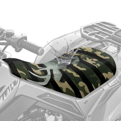 Camo Flag ATV Seat Covers Four-Wheeler Seat Cover Waterproof Polyester, Universal Fit for Most ATV Soft Anti-Slip Breathable Padded Protector Powersports Seat Covers