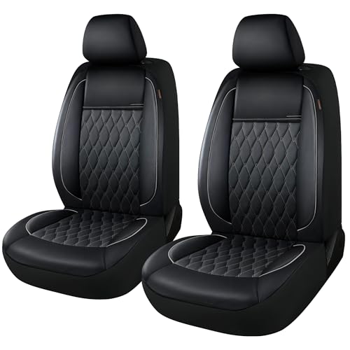 Faux Leather Car Seat Covers 2 Front Set,Luxury and Comfortable Seat Covers for Cars, Airbag Compatible Car Interior Covers, Universal Fit for Suvs,Vans,Trucks(Black/Grey) - color: Black/Gray, size: Front Set