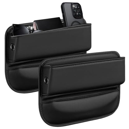2 PCS Car Seat Gap Filler Organizer, Premium Leather Car Seat Gap Organizer Holder Women & Men with Card Slots, Cars Essentials for SUV, Truck, Phones, Cards, Keys (Black)