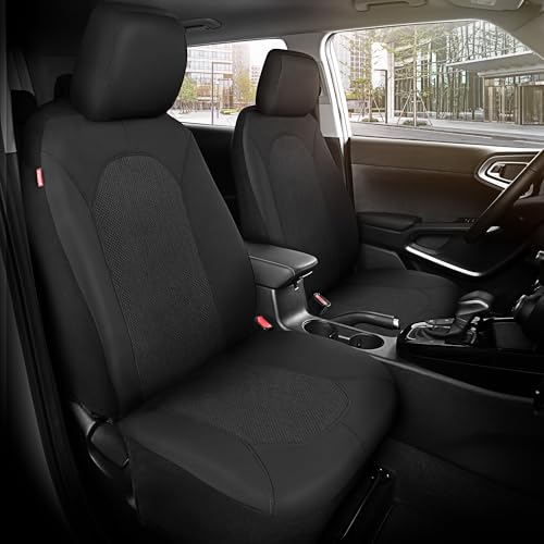 Motor Trend Black Car Seat Covers Set - 2 Front Seats – Spill-Proof Neoprene CarSeat Cover Protector for Cars – Automotive Car Accessories Interior Covers for SUV & Small Trucks – Semi Universal Fit - color: Black