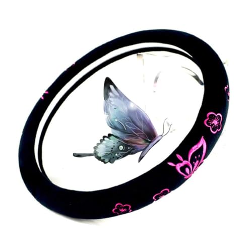 Mayco Bell Automotive Women Embroidery Cute Car Steering Wheel Cover (Pink) - color: Pink Butterfly