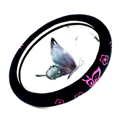 Mayco Bell Automotive Women Embroidery Cute Car Steering Wheel Cover (Pink) - color: Pink Butterfly