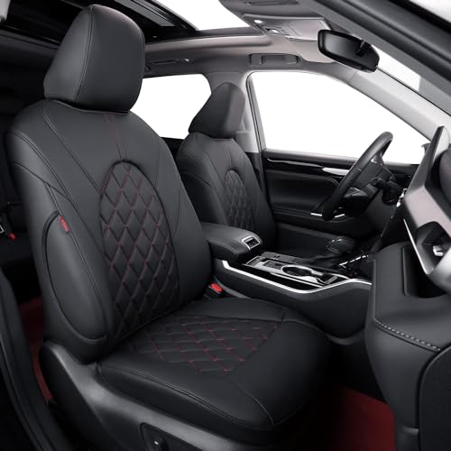 Custom Pilot Seat Covers for Honda Pilot EX-L, 2016 2017 2018 2019 2020 2021 2022-Second Row 40/60 Split (8-Seats),Semi‑Coverage for Rear Seats,Leather(Black/Red,Full Set) - color: Leatherette(Black/Red), size: 2016-2022 EX-L-2nd Row 40/60 Split