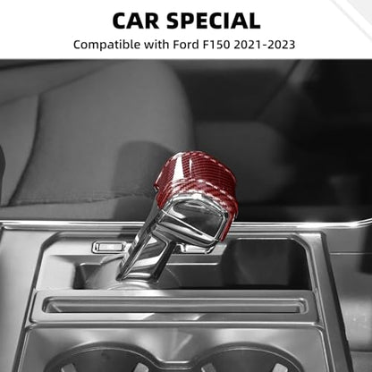 Gear Shift Knob Cover Stick Shifter Cap Cover Compatible with Ford F150 2021-2024+(Red Carbon Fiber) - color: Red Carbon Fiber