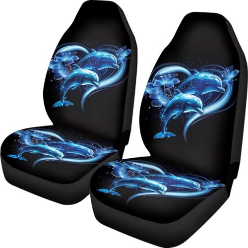 Blue Dolphin Car Front Seat Covers 2 Pack Polyester Automotive Seat Protectors Soft & Breathable, Vehicle Interior Accessories for Most Cars