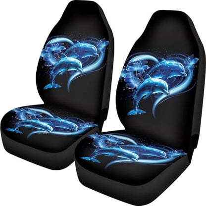 Blue Dolphin Car Front Seat Covers 2 Pack Polyester Automotive Seat Protectors Soft & Breathable, Vehicle Interior Accessories for Most Cars