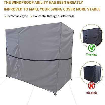 Outdoor Swing Cover 3 Triple Seater Garden Swing Cover Garden Hammock Glider Chair Cover Patio Furniture Cover UV Resistant Swing Cover All Weather Protection(77x53x67inch) Black - color: Black, size: 77L x53W x67H inch