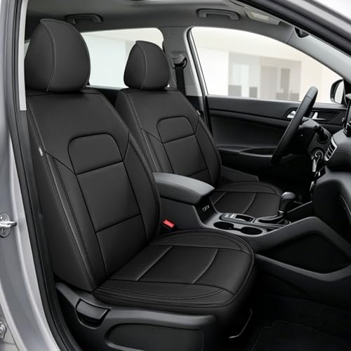 TTX LIGHTING Front Seat Covers for Hyundai Tucson 2016-2019 2020 2021 Seat Covers Waterproof Breathable Faux Leather Custom Fit Car Protector Cushion Accessories(2 Seats,Black) - size: 14.Tucson 2016-2021 Only 2PCS Front