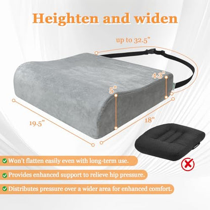 Adult Seat Booster Chair Lift Cushions for Elderly, Office Extra Thick Large Cushion to Raise Height, Heavy People Seniors Wheel Chair Pad, Back Tailbone Sciatica Pressure Relief Foam