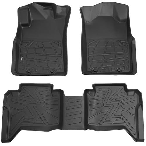 KARPAL Floor Mats Fit for Toyota Tacoma 2005-2015 Double Cab (Footwell Coverage), Custom Fit All Weather TPE Floor Liners, 1st & 2nd Row Mat, Tacoma Accessories - style: 2005-2015 | For Toyota Tacoma Double Cab | 1st & 2nd Row