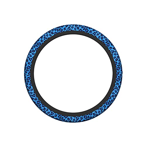 Blue Leopard Steering Wheel Covers,Universal 15 Inch Non Slip Auto Car Accessories, Soft Steering Wheel Protector for Men & Women