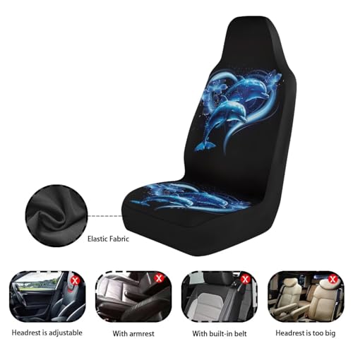 Blue Dolphin Car Front Seat Covers 2 Pack Polyester Automotive Seat Protectors Soft & Breathable, Vehicle Interior Accessories for Most Cars