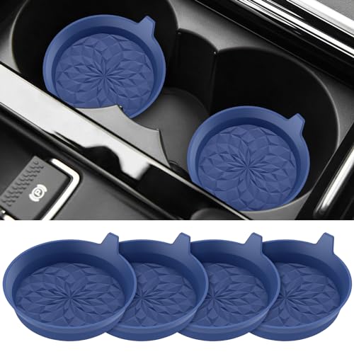ME.FAN Car Cup Coasters [4 Pack] Silicone Cars Coasters - Universal Non-Slip Recessed Interior Accessories - Cup Holder Inserts Navy Blue - color: 4pack-navy Blue