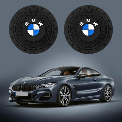 Car Cup Holder Coaster for BMW X1 X3 M3 M5 X5 X6 Z4 3 5 7 Series | Silicone, 2.76 Inch, 2 Pieces, Interior Accessories - color: Black-a6