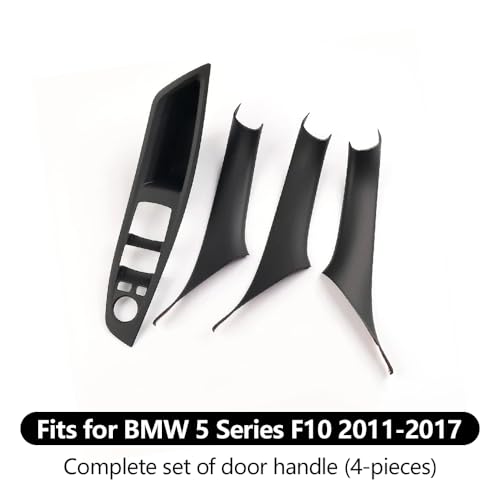 for BMW 5 Series F10/F11 2011-2017, LHD Car Door Inner Handle Panel Trim Cover Interior Protector Stickers Accessories (4pcs, Black)
