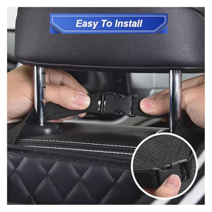 ZIMISI Car Back Seat Organizer, Waterproof Leather Automotive Backseat Hanging Bag with Cup Holders, Large Capacity Car Trash Can, Vehicle Travel Accessories for Most Vehicles (1PC/Black) - size: 1PC/Black