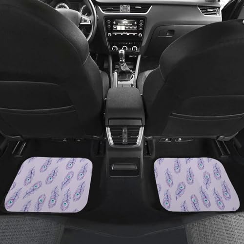 Peacock Purple Feather Car Floor Mats Front & Rear Car Mats Set of 4pcs Car Carpet Universal Fit for SUV,Vans,sedans,Trucks - color: Peacock Purple Feather