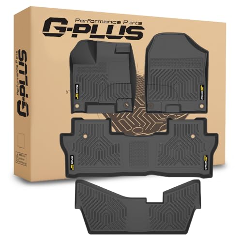 G-PLUS Floor Mats 4PCS Compatible with 2016-2022 Honda Pilot 8 Passenger Models(No Elite Models) TPE Custom Fit All Weather Protection Floor Cargo Liner Accessories 1st & 2nd & 3rd Black Car Mats - size: 2016-2022|Fit Honda Pilot|3PCS