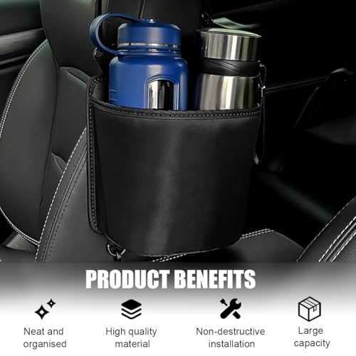 Yourkar Car Seat Side Large Cup Holder Expander Adapter Bag, Auto Seat Storage Hanging Bag for Water Bottle Cup and Drink, Multifunctional Auto Interior Organizer with Waterproof Liner