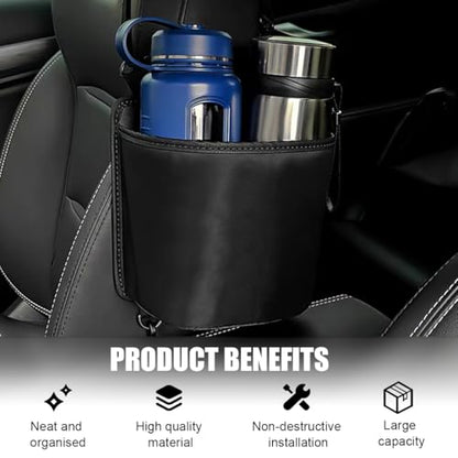 Yourkar Car Seat Side Large Cup Holder Expander Adapter Bag, Auto Seat Storage Hanging Bag for Water Bottle Cup and Drink, Multifunctional Auto Interior Organizer with Waterproof Liner