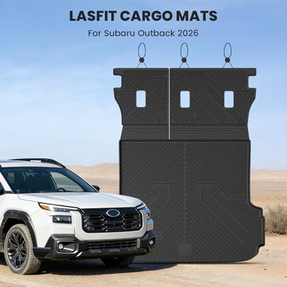 LASFIT Cargo Tray Liner with Backrest Mat for Subaru Outback 2026 Cargo Mat, All Weather TPE Custom Fit Easy Clean Trunk Liner with Seatback Mat for Outback 2026 Trunk Tray, Black - size: For Outback | 2026 | Cargo Mat
