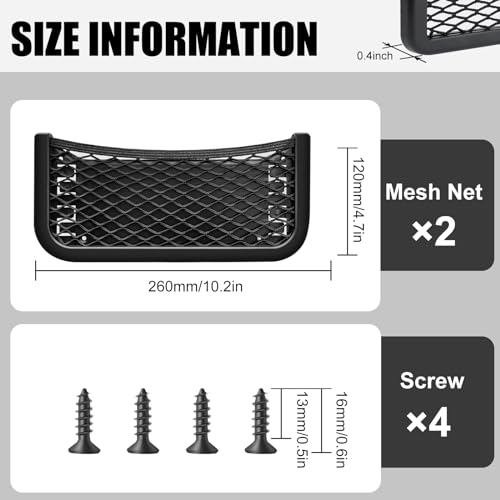 ABS Plastic Frame Automotive Cargo Nets Car Net Pocket Phone Car Mesh Net Holder RV Storage Boat Cargo Pocket Organizer Framed Mesh Net Pocket with Screws for Auto RV Net(2, 10 x 4.7 Inch) - size: 10 x 4.7 Inch