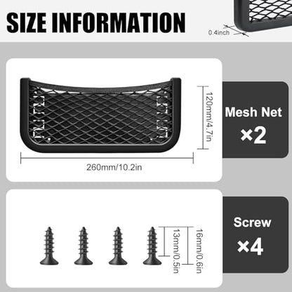 ABS Plastic Frame Automotive Cargo Nets Car Net Pocket Phone Car Mesh Net Holder RV Storage Boat Cargo Pocket Organizer Framed Mesh Net Pocket with Screws for Auto RV Net(2, 10 x 4.7 Inch) - size: 10 x 4.7 Inch