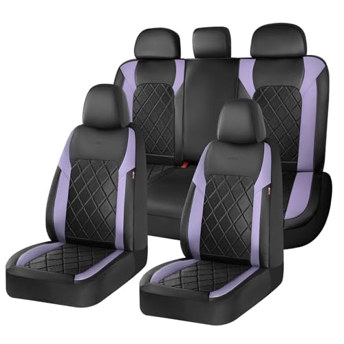Coverado Car Seat Covers, Seat Covers Full Set, 5 Seats Automotive Seat Cover, Mesh Breathable Seat Protectors, Universal Fit for Most Cars - color: Black_Purple, size: FullSet