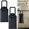 2 PCS Car Trash Bags, Car Accessories Washable Garbage Bag Hanging, Detachable Trash Can with Top Elastic Vent & Sticky Strap Bottom Opening, Seat Back Tash Bag for Cars,Travelling,Outdoor