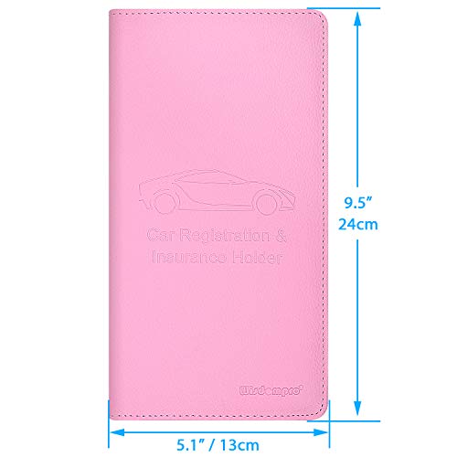 Wisdompro Car Document Holder Organiser, PU Leather Vehicle Insurance and Registration Holders Wallet Case for ID Card, Driving Licence, Key Contact Information Cards - color: Pink