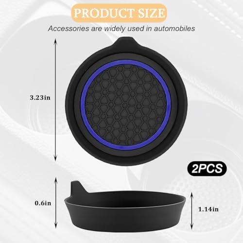 2PCS Car Cup Holder Coaster, Silicone Non-Slip Vehicle Cup Recessed Mats, Waterproof ＆ Sift-Proof Automotive Interior Insulation Drink Insert Pads, Universal Fit (Blue/Black) - color: Blue/Black