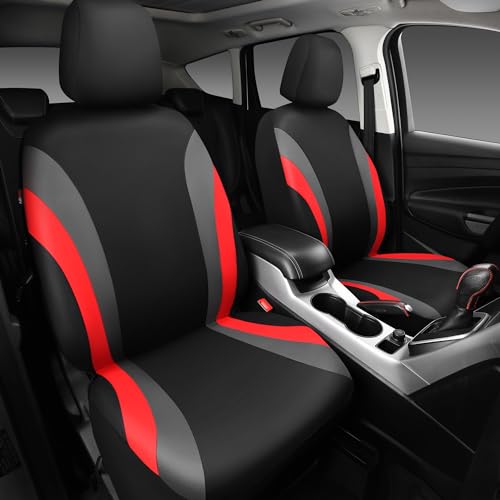 CAR PASS Line Rider Sporty Front Seat Covers,Red Car Seat Covers Two Front Seats Only, Airbag Compatible,Universal Fit Sedans,Cars,Vans,SUV,Truck(Black and Red) - color: Black and Red, size: Two Front Seat