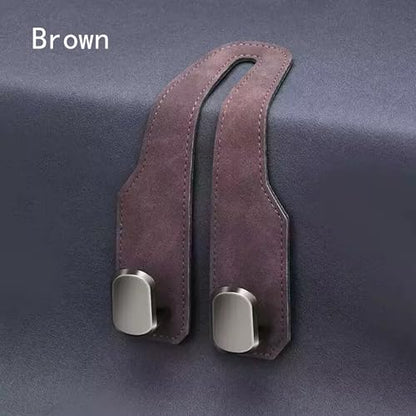 Car Headrest Hook 2 Pack, Premium Leather Car Purse Hooks, Heavy Duty Seat Back Organizer for Handbags, Groceries & Bags, No Scratch, Easy Install Car Accessories(2, Brown) - color: Brown