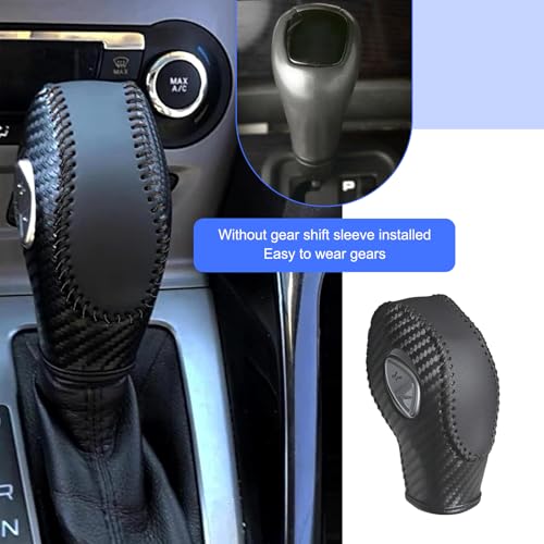 Car Gear Shift Cover, Genuine Leather Gear Knob Protector, Anti-Scratch Anti-Aging Shifter Cover, Compatible with Ford Focus Fiesta Fusion Escape (Black) - color: Black