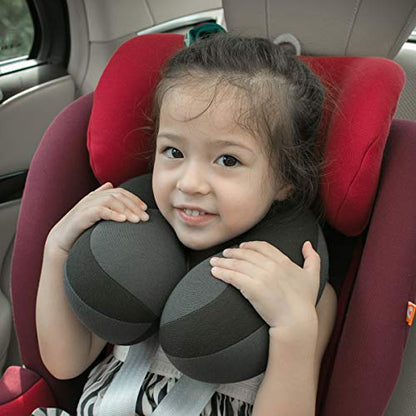 Kids Chin Supporting Travel Neck Pillow, Helps Support Head and Neck, Comfortably Designed for Head, Neck, and Chin Support - Ideal for Toddlers and Children,Black