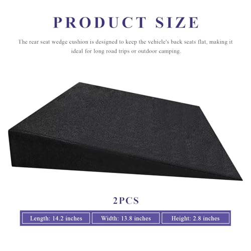 Sun Walker 2 PCS Auto Seat Wedge Leveling Cushion, Comfortable Ergonomic Backseat Wedge Booster for Fatigue Relief, Angled Design Rear Seat Leveling Mat for Cars Trucks SUVs